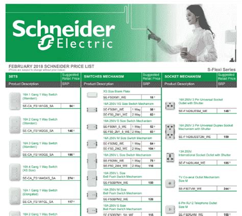 schneider switches price list